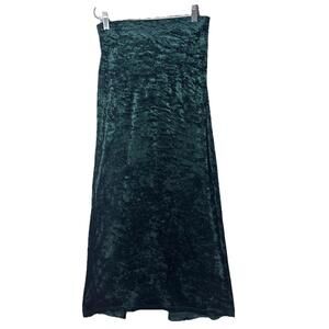 Vintage 90’s Forest Green Crushed Velvet Maxi Skirt Whimsigoth Stretch Sz S/M